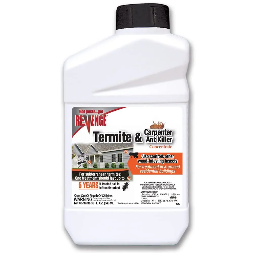 32 oz Termite & Carpenter Ant Killer Concentrate, Long-Lasting Outdoor Perimeter Treatment, Controls Wood-Infesting Insects & 50+ Listed Pests