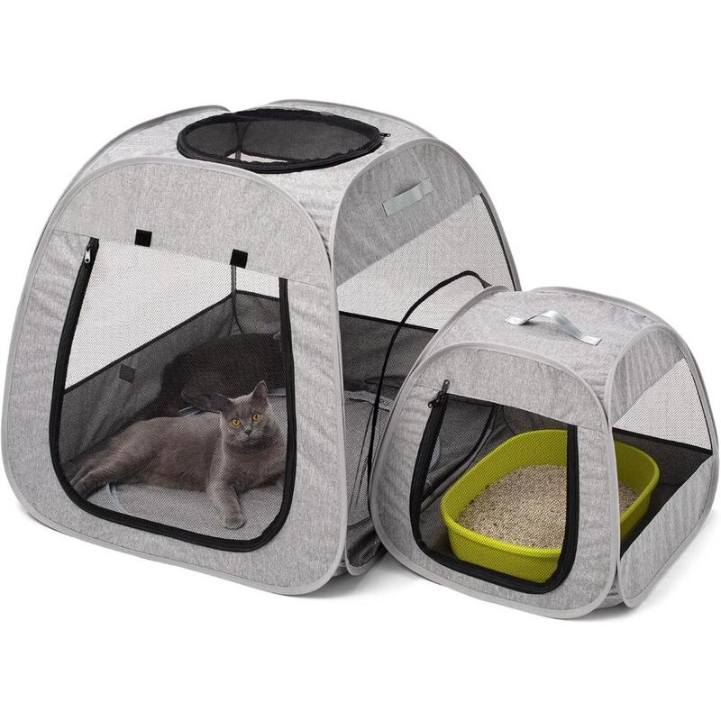 Portable Cat Playpen, Trapezoidal Design for Better Standing, Foldable Pet Tent for Indoor and Outdoor Use of Kitten and Puppy, Dog Play Enclosure, Cat Houses & Condos
