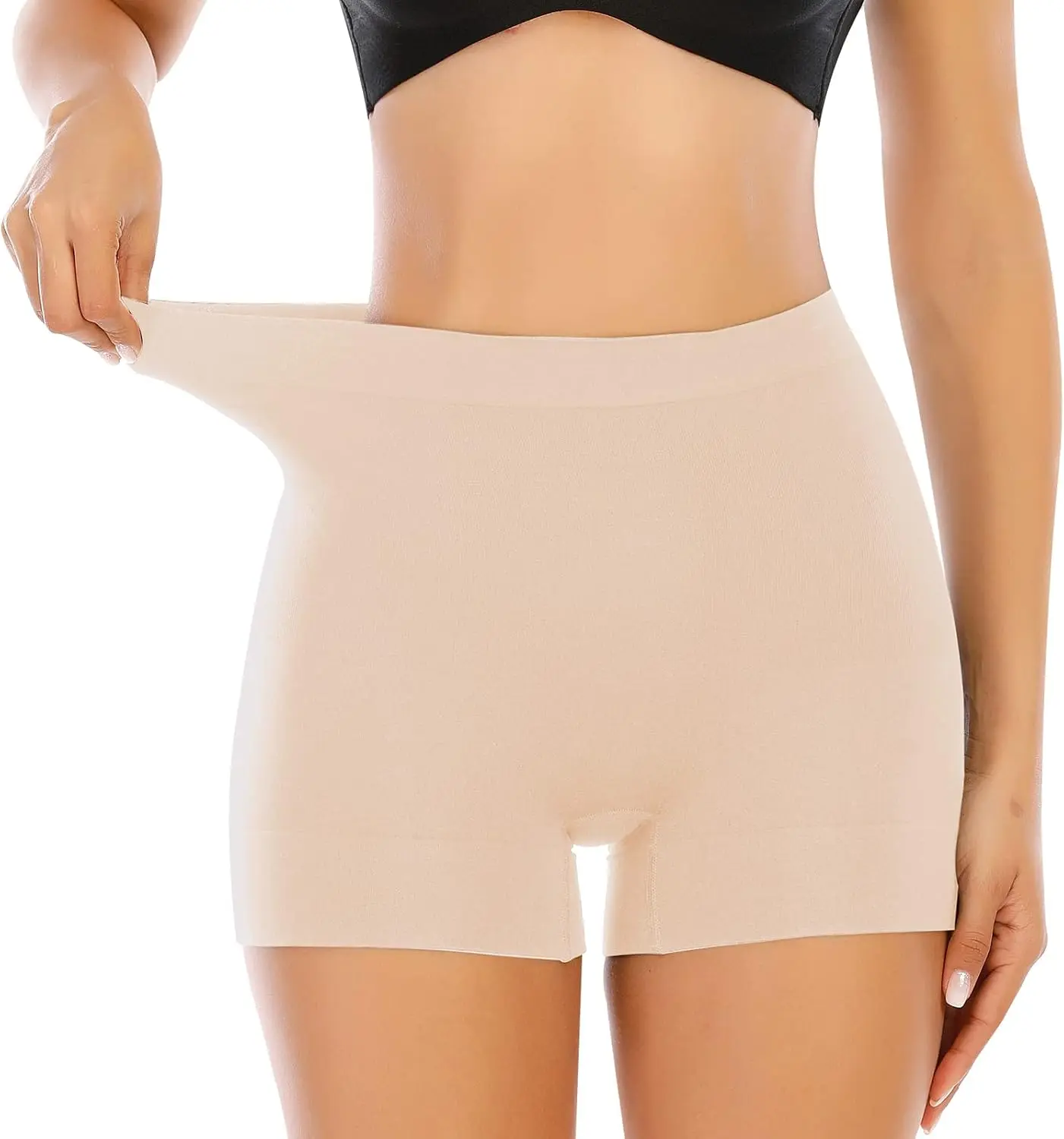 Womens Slip Shorts for Under Dress Seamless Shapewear Boyshorts Tummy Control Panties Shaping Shorts(#A1 Beige,Small)