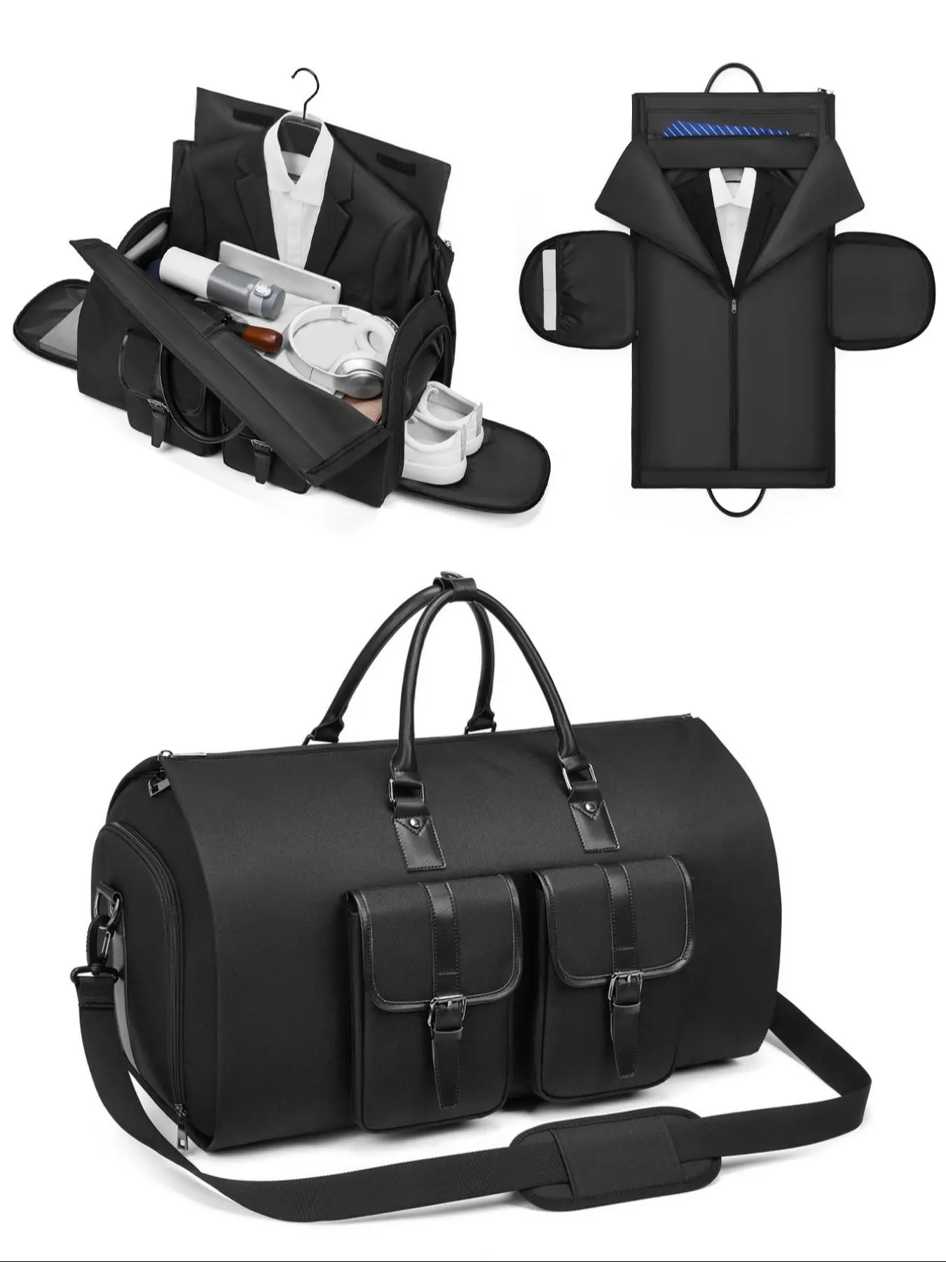 Durable Multi-pocket Travel Bag, 2 in 1 Hanging & Foldable Suit Bag, Large Capacity Duffel Multifunctional Gym Lightweight Portable Travel Storage Bag, Travel Essentials, Travel Duffel Bags