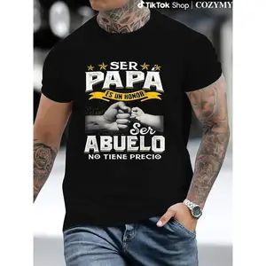 Funny Grandpa Shirt, Gift For Grandfather, Ser Papa Es Un Honor Ser Abuelo No Tiene Precio Spanish T-Shirt Menswear Casual Cotton Top Classic Fabric