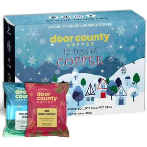 2025 Christmas Advent Calendar 12 Flavored Ground Full-Pot Bags Unique Flavor Each Day