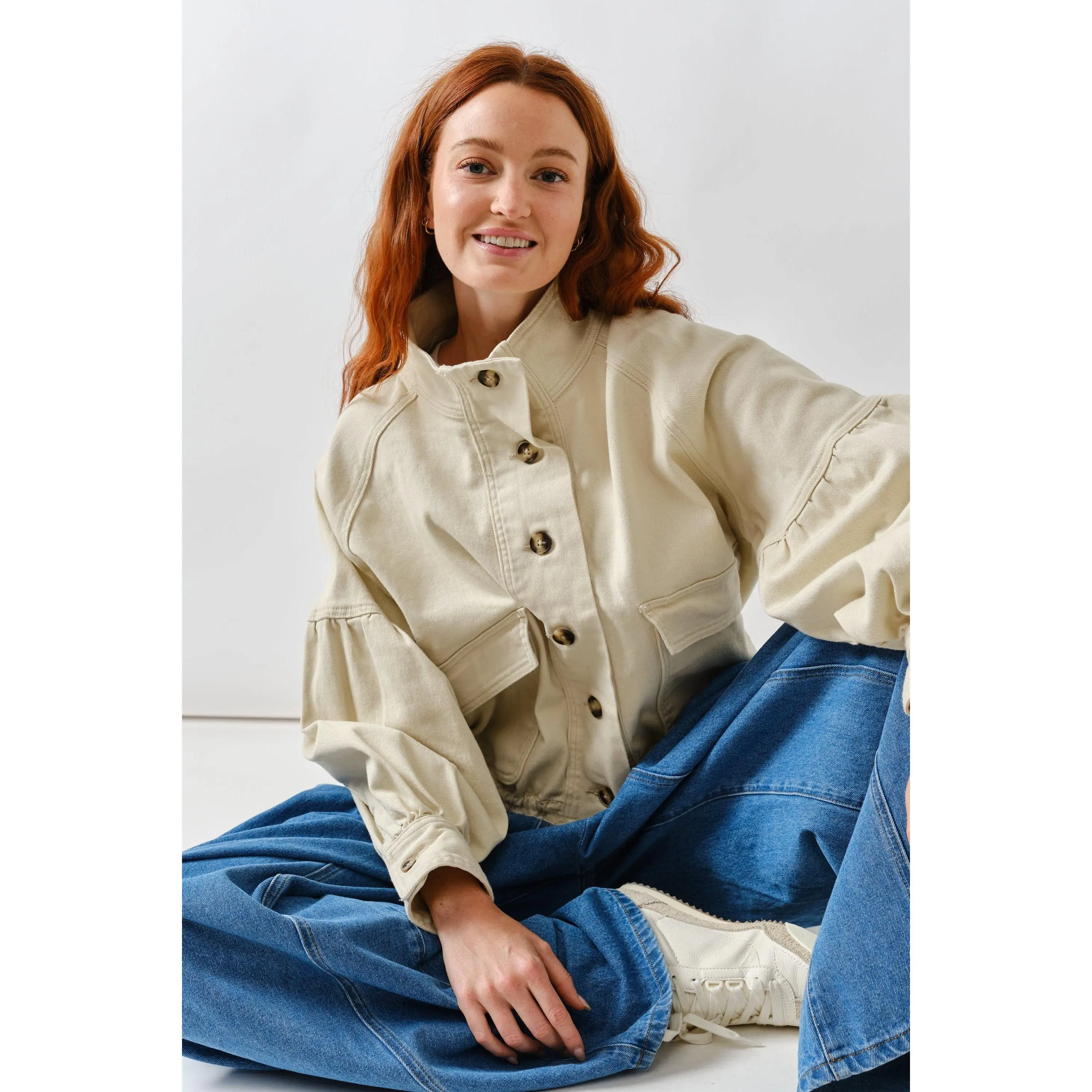 GOLDEN Damilola Balloon Sleeve Twill Jacket
