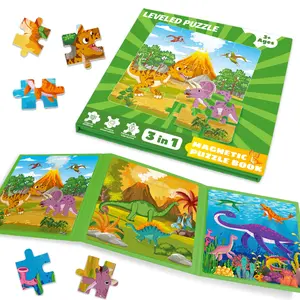 Dinosaur Puzzles for 4-6 Year Olds 3 in 1 Magnetic Puzzle | Educational Preschool Puzzle | Boys Toys Montessori Puzzles Gift for Birthday and Christmas Jigsaw Puzzles