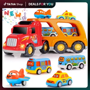 Nicmore 5 in 1 Carrier Truck Kit with Box Gift for Kids Educational Playset with 4 Cars: Transport Cars Gifts for Kid | Christmas Birthday Party Gift for Boy & Girl