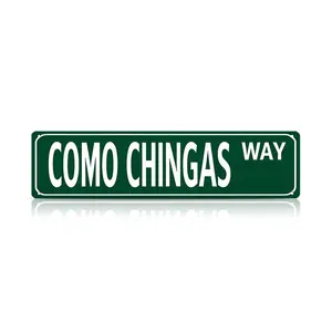 Funny Spanglish Vintage Wall Decor – COMO CHINGAS WAY Street Sign (16*4 Inch) – Humor Metal Sign Wall Art for Porch, Home, Bar, Garden & Patio, Easy-Hanging Outdoor Decoration, Christmas Gift, Family Wall Decor, Regular Stop Sign 10×40cm/4*