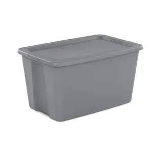 Extra Large Storage Bin 30 Gallon Plastic Container with Snap On Lid Gray for Storage Solutions