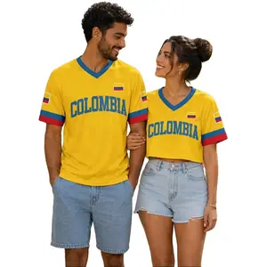 Personalized Colombia Soccer Jersey, Custom Name and Number Yellow Game Day Shirt for Men and Women, Custom Colombia Soccer Jersey, Personalized Name Number Yellow Fan Shirt with Men's and Women's Styles