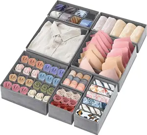 8 Pack Drawer Organizers for Clothing, Drawer Organizer Clothes Fabric Foldable Underwear Organizer, Dresser Organizer Closet Storage Dividers Bins for Storing Sock, Bra, Panty, Scarf, Belt, Ties