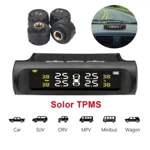 Car Tire Pressure Monitoring System, TPMS Solar Powered Monitoring System Universal Wireless Car Alarm Waterproof External Sensor and Temperature for RV Trailers