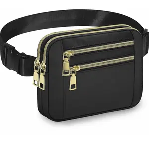 Fanny Packs for Women Fashion Waist Packs with Adjustable Strap, 4 Zipper Pockets Waterproof Everywhere Crossbody Belt Bag for Workout Travel(Black)