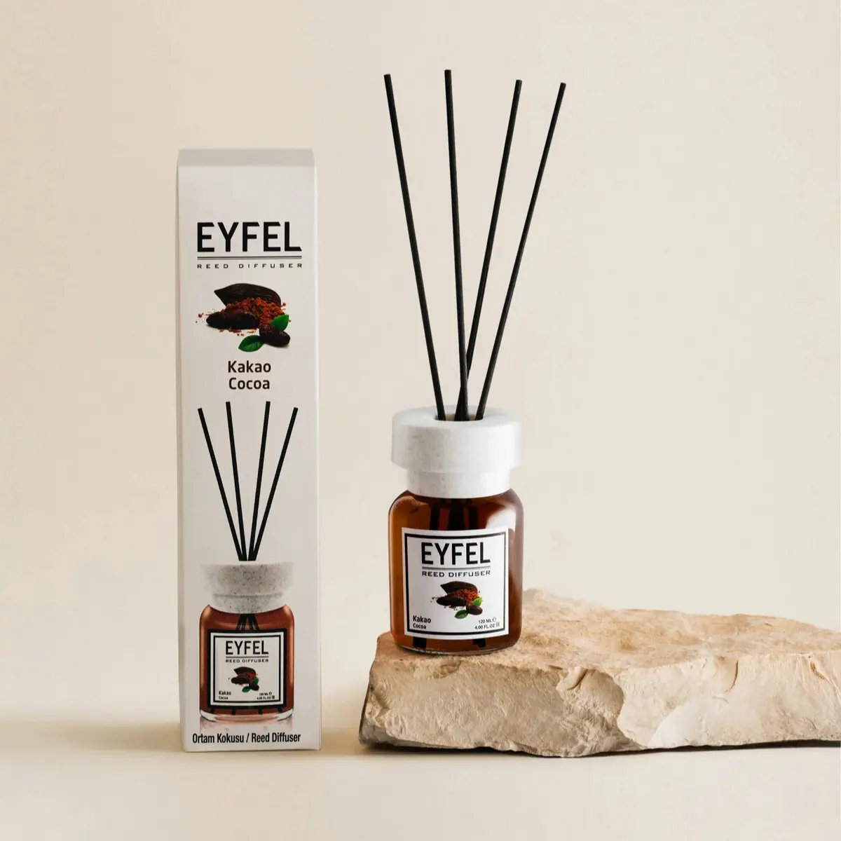 Eyfel Reed Aromatherapy Diffuser, Cocoa Fragrance Scent, 4.0 fl oz Home Fragrance for Room Decor