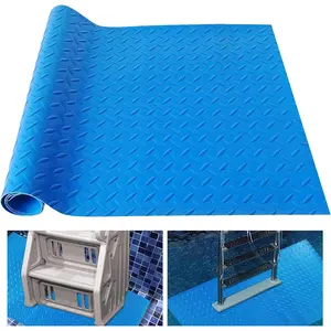 1 Pcs Extra Large Swimming Pool Ladder Mat, 36"x36" Protective Non-Slip Pool Step Pad with Texture,Protective Ladder Pad for Above Ground Swimming Pools Liner and Stairs (Blue)