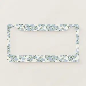 Blue White Hydrangea License Plate Frame Floral Watercolor Flower Garden Pattern Car Accessories For Women Cute Aesthetic New Car Gift