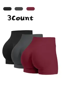 Women's 3-Pack High Elastic Biker Shorts, Breathable Seamless Workout Gym Shorts, Stretchy Breathable Shorts