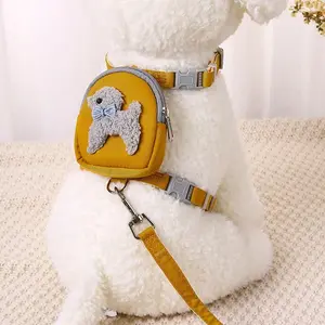 Pet Carrier Backpack Teddy & Poodle Leash Chest & Back Strap Snack Bag & Leash For Walking Cats Dogs Cute Design Secure Fit