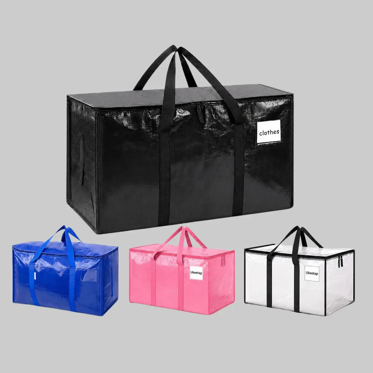 6 Pack Extra Large Moving Storage Bags – Heavy Duty Waterproof Clothes Storage Totes with Reinforced Handles & Strong Zippers, Foldable Space-Saving Organizer for Dorm Moving, Travel, Camping, Closet Organization & Home Storage