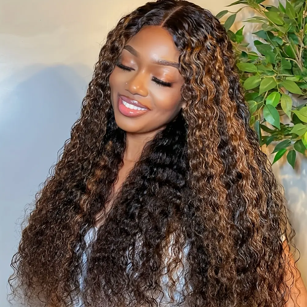Blonde 4/27 Deep Wave Lace Front Wig for Women 28 Inches  display picture 1