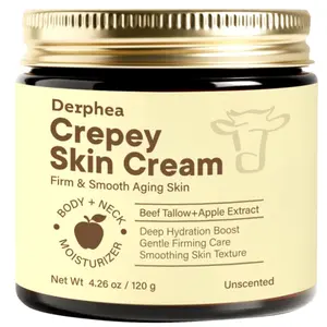 Crepey Skin Repair Cream for Aging Skin: Crepe Skin Repair Treatment with Pure Beef Tallow, Soluble Collagen & Apple Fruit - Advanced Crepe Fix Cream for Neck, Arms, Chest, Body - Unscented