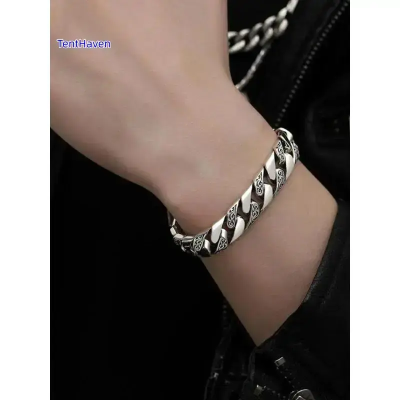 Men's Vintage Punk Chain Bracelet, Decorative Stainless Steel Jewelry for Daily & Party Wear, Trendy Birthday Gift for Him, Decor Bracelets, Bangle, Male, Elegant, Retro
