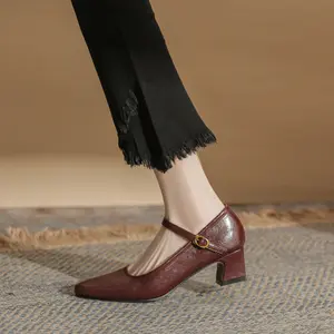 Women's Classy Elegant Microfiber Square-Toe Chunky-Heeled High Heels, Stylish Women's Footwear