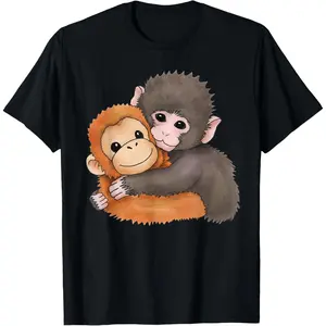 Cute Baby Monkey Named Punch Plush Hugging T-Shirt