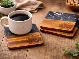 Tennessee Wood & Marble Coaster 4 Pack