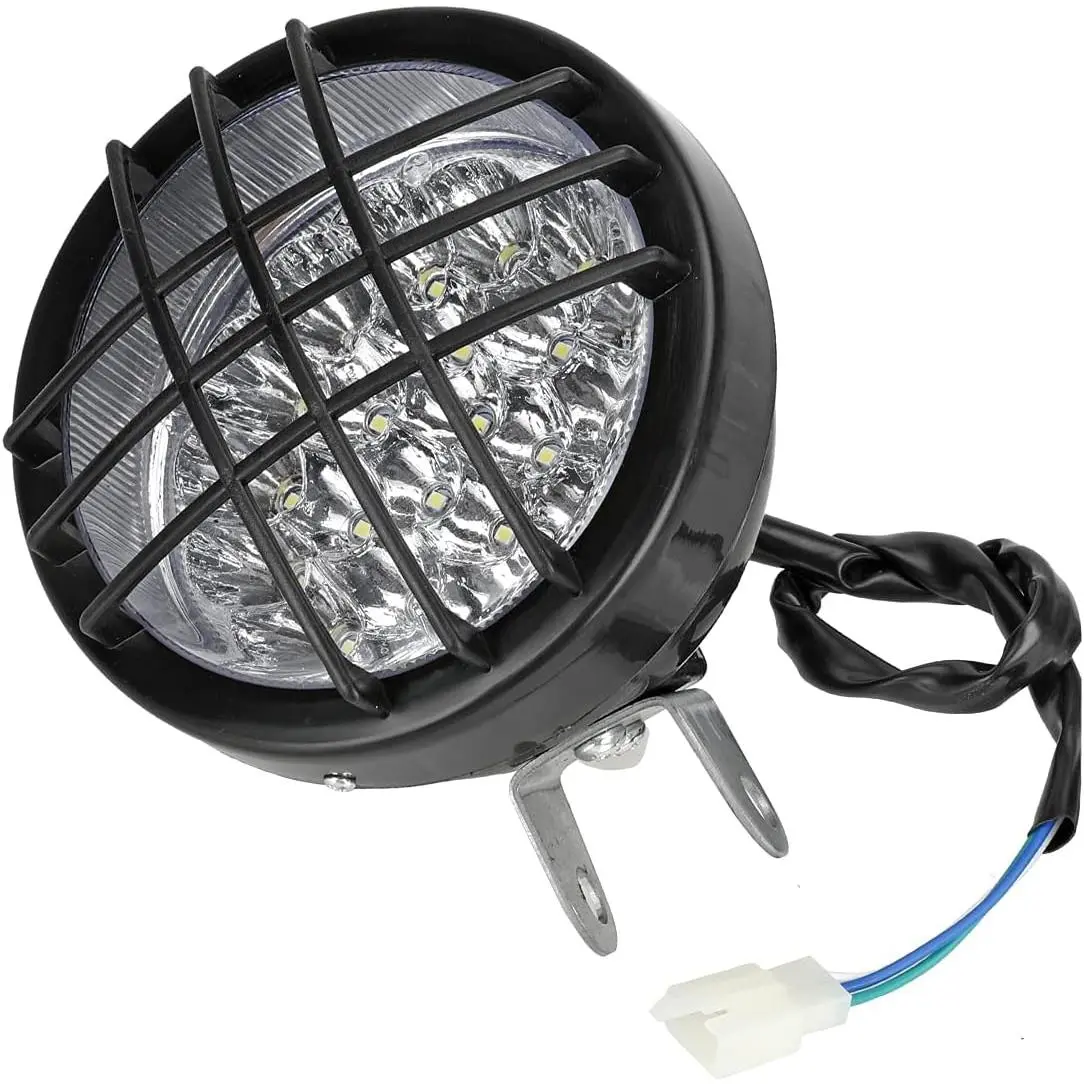 12V LED Front Headlight for ATV/Motorcycle - Waterproof, Plug-In Wiring, Universal Fit, 132mm Bright Illumination, 27 Components for 110cc-250cc (Incl. 200cc) 250cc ATV Quad Buggy, TaoTao, Coolster, Roketa, Peace, RPS, Sunl Quad/4 Wheeler/Go Kart
