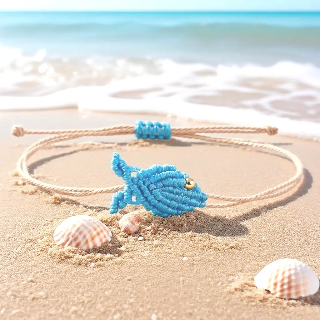 Women's Matching Fish Nylon Cord Bracelet Set - Vibrant Hand-Woven Macramé, Adjustable Sliding Knot, 0.02 oz 11.02 in Waterproof Nautical Wristband, Electroplated Alloy Beads, Bohemian Casual Talisman, Bracelet Stacking Summer Gift for Best Friends