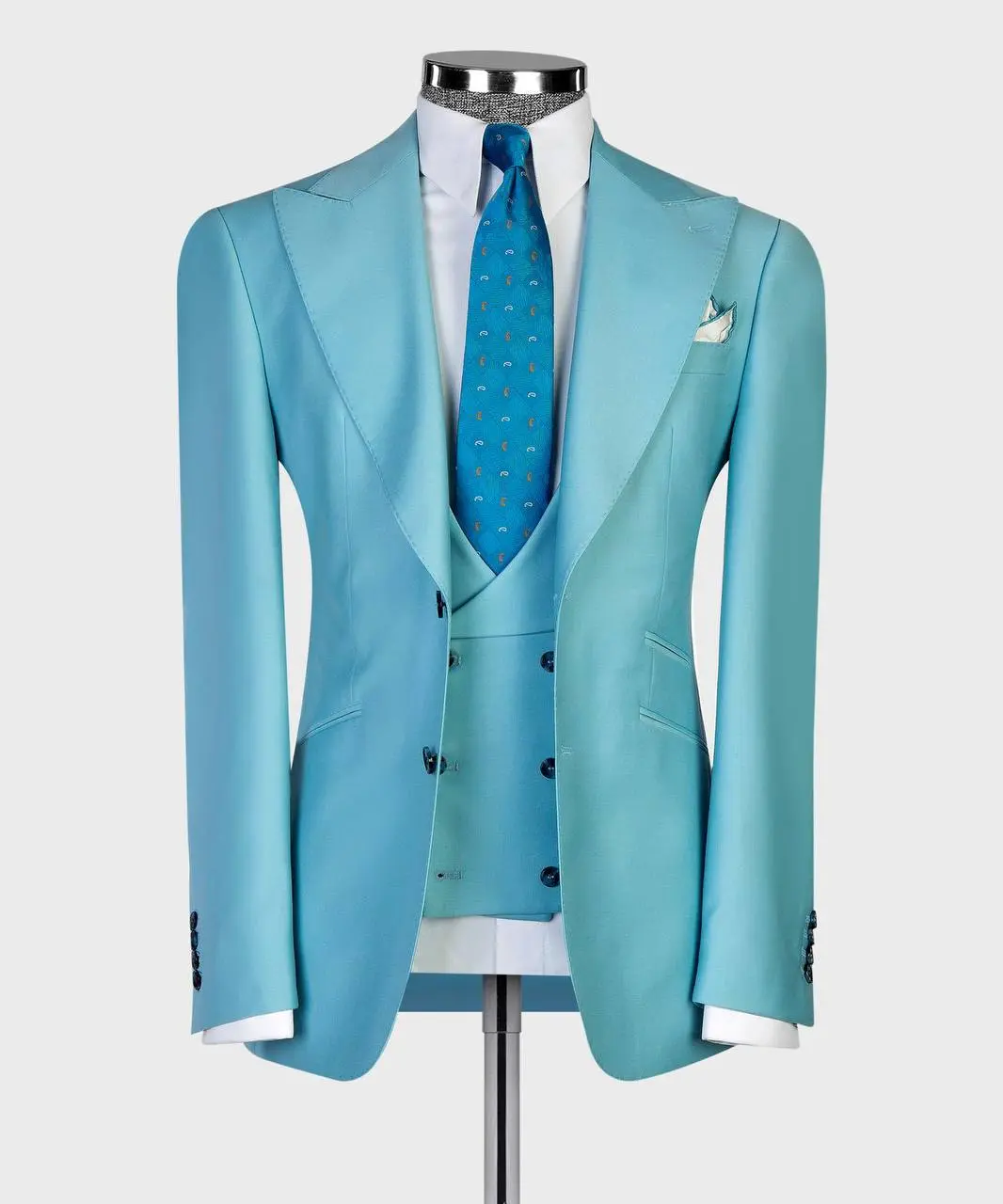 Men's Azure Peak Three-Piece Suit for Wedding, Prom & Formal Events