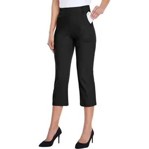 Willit 21" Women's Capri Pants Dress Yoga Capri Stretch Business Work Casual Capris Straight Leg Office Pants Formal Athletic