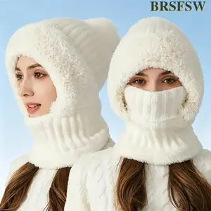 3-in-1 Fleece-Lined Windproof Thermal Balaclava, Hooded Hat with Ear Flaps, Neck Warmer And Mask for Outdoor Sports Cycling Skiing