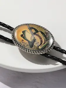 Retro Frog Bolo Tie, Vintage Distressed Silver Plated Tassel Bolo Tie, Western Style Braided Rope Necktie for Party & Cosplay