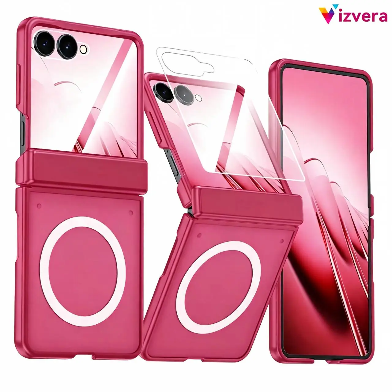 Vizvera for Samsung Galaxy Z Flip 8/Galaxy Z Flip 7 Magnetic phone Case, magsafe magnetic wireless,Screen Protector, Hinge Protection, anti-drop case, Translucent Frosted, Shockproof Slim Cover#Summer Vibes ，tough phone cover， stylish gift， campi