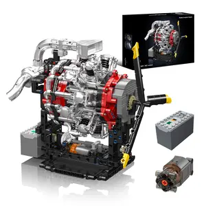 1147pcs Radial Aviation Engine Building Block Sets V8 Engine Scaled Assembly Model Kit Electrically Driven Rotatable Parts Home Office Decor Engineering Hobbyists Birthday Gifts