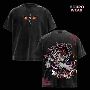 Kokushibo Vintage Washed Oversized T-Shirt – Demon Slayer Anime Graphic Tee, Upper Moon One Shirt, Streetwear Casual Soft Cotton Apparel, Unisex Top, Gift for Anime Fans