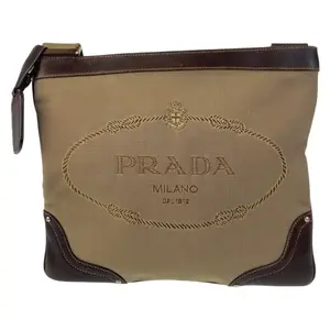 Pre-owned PRADA Canvas Shoulder Bags Logo Jacquard Shoulder Bag