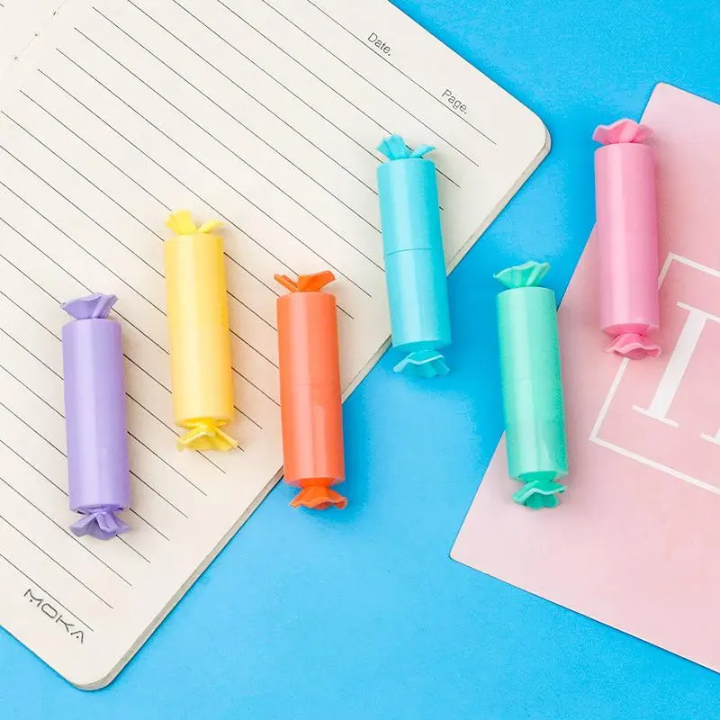 Cute Colorful Highlighter Pen, 6 Counts/set Mini Portable Highlighter Pen, Writing Pen for School, Office, Home, Student Stationery Supplies