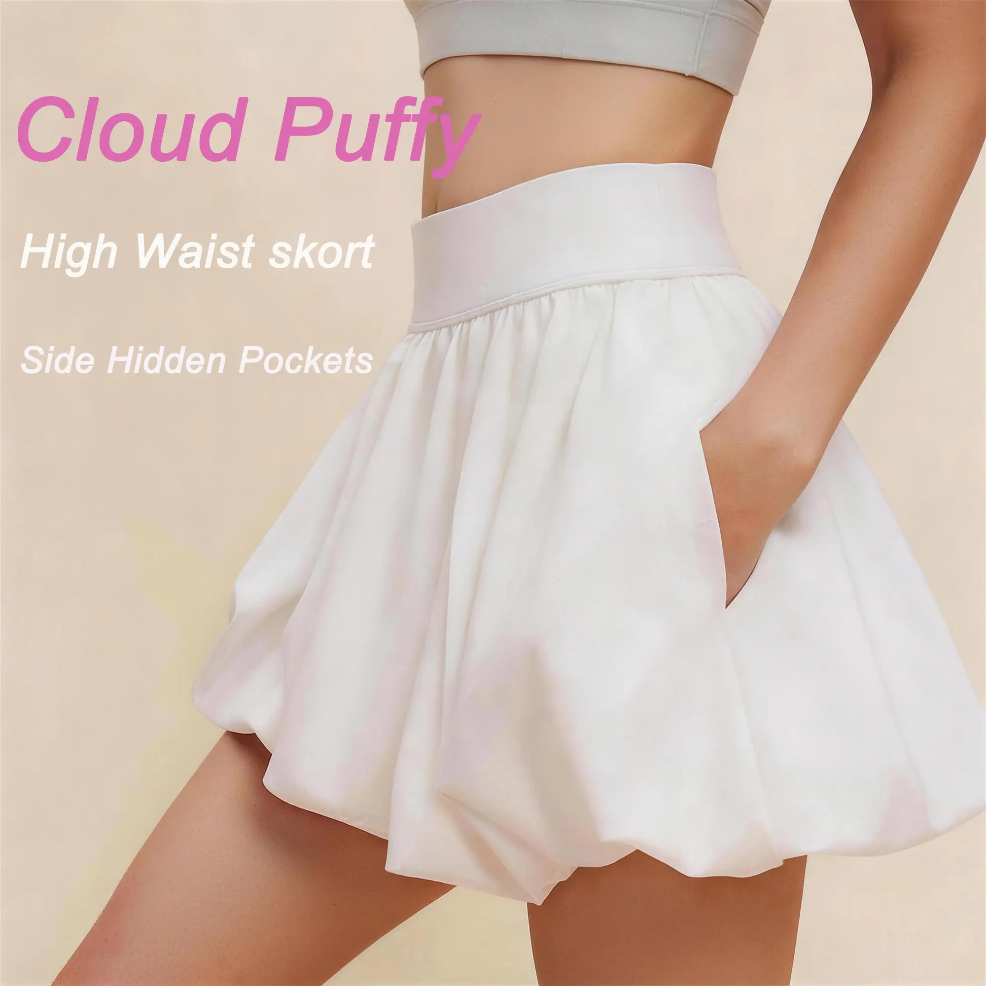 NELEUS Women's Loose Fitting Bubble Skort - High Waist, Lightweight Active Performance Skort with Stretchy Design, Anti-Chafe Liner Shorts, Hidden Side Pockets for Tennis, Golf, Daily Wear