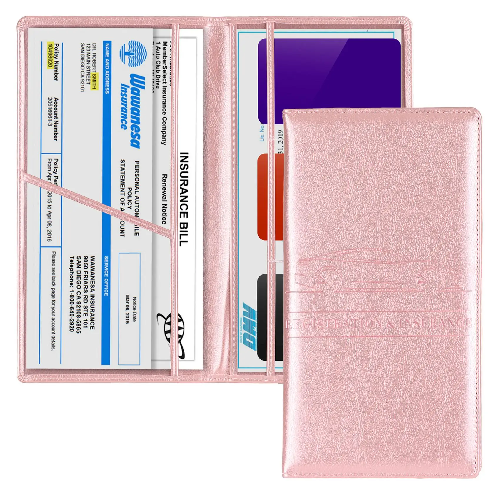 Car Registration & Insurance Card Holder, Magnetic Closure Vehicle Glove Box Organizer, Car Essential Document Wallet, Car Accessories, for Women & Me