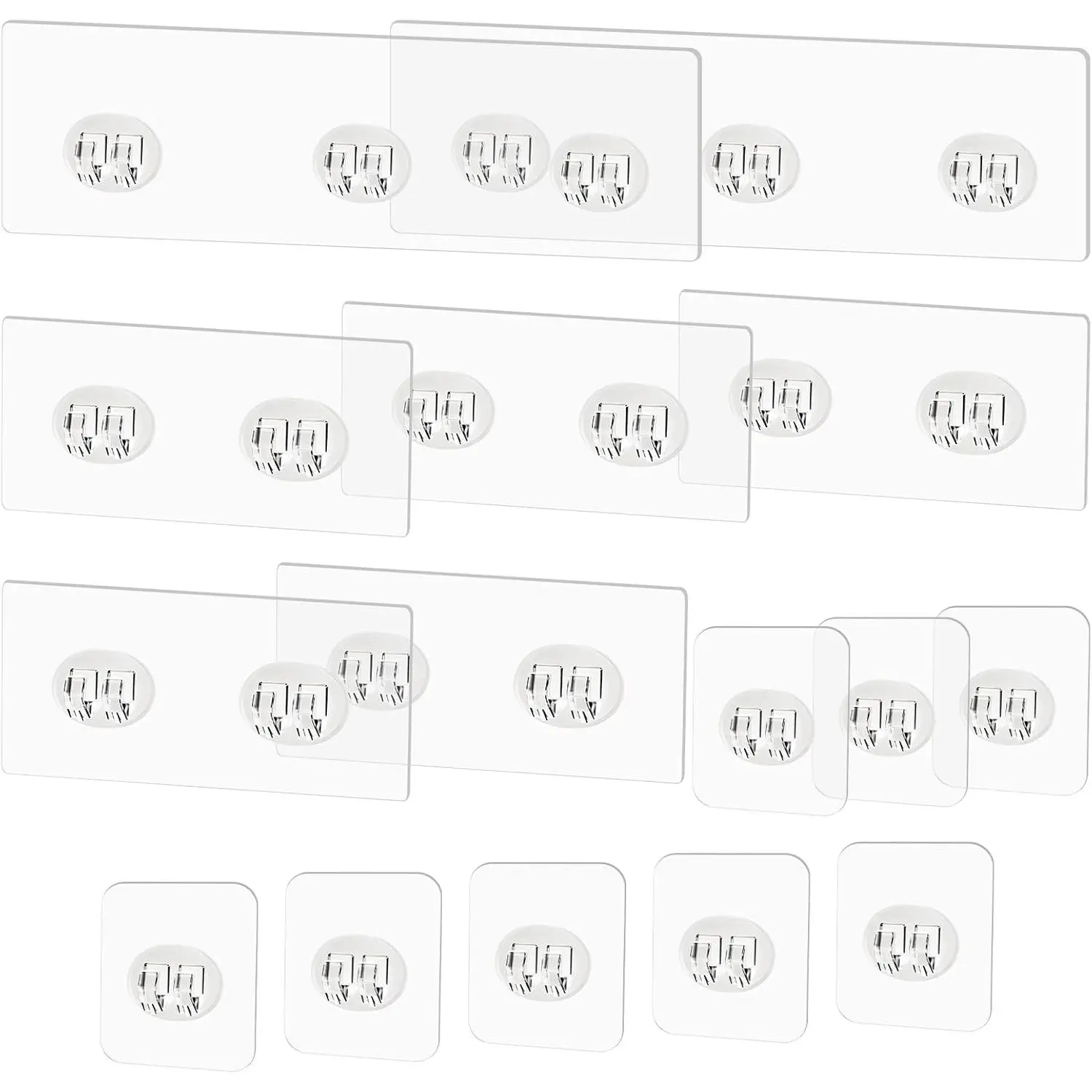 15 Pack Shower  Adhesive Replacement -  No Drilling Shower Shelf Adhesive Hooks for Bathroom Storage Shelves & Kitchen Racks, 3 Sizes Included