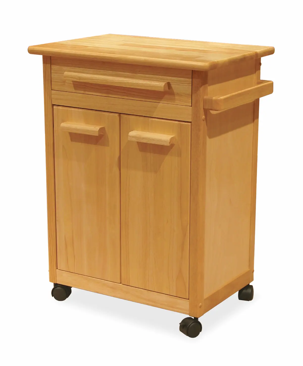 212 MAIN Solid Beech Wood Kitchen Cart - 25" Width, 1-Drawer Storage Cabinet, 1 Shelf, Towel Bar, Rolling Wheels, Ideal for Indoor Furniture Use
