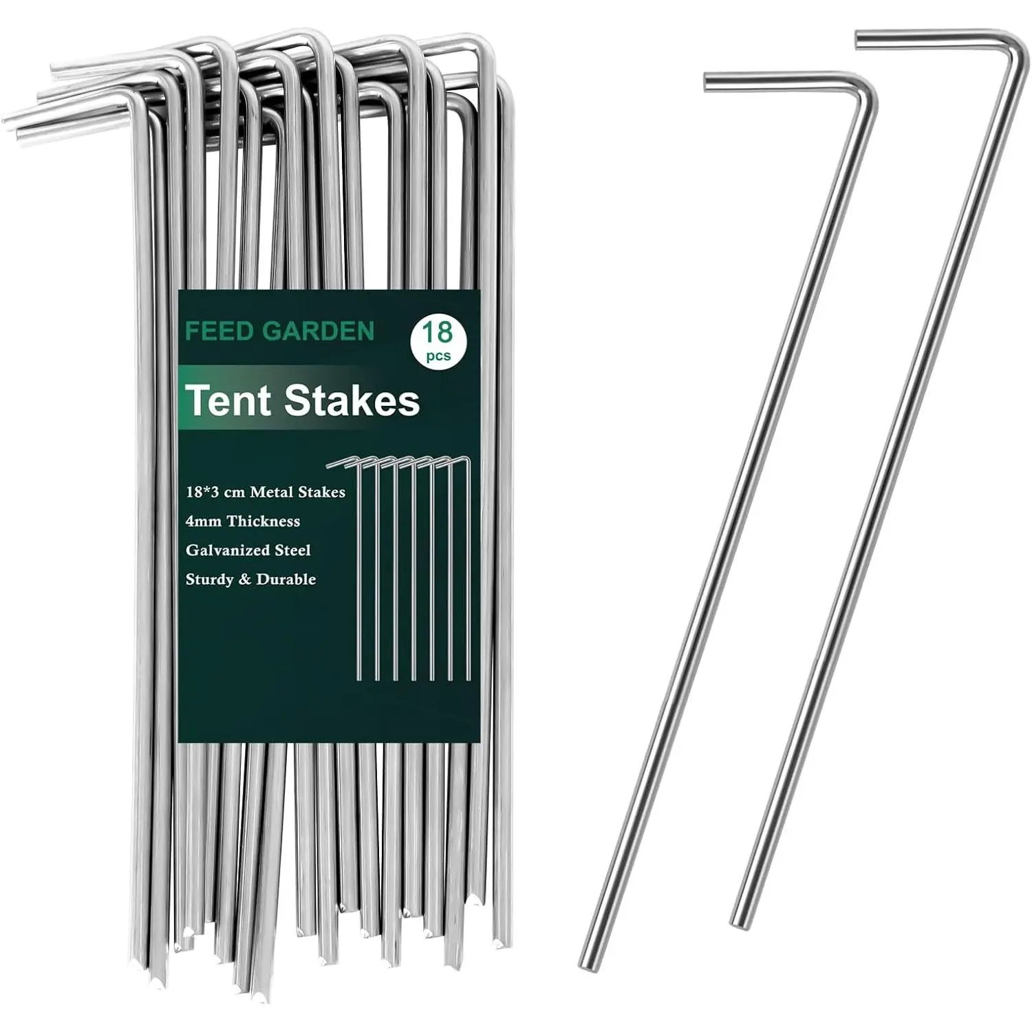 7 Inch Tent Stakes 18 Pack Yard Inflatable Stakes for Outdoor Decorations Metal Pegs Heavy Duty Garden Hooks Camping Tent Spikes for Canopies, Tarp and Outdoor Christmas Decorations