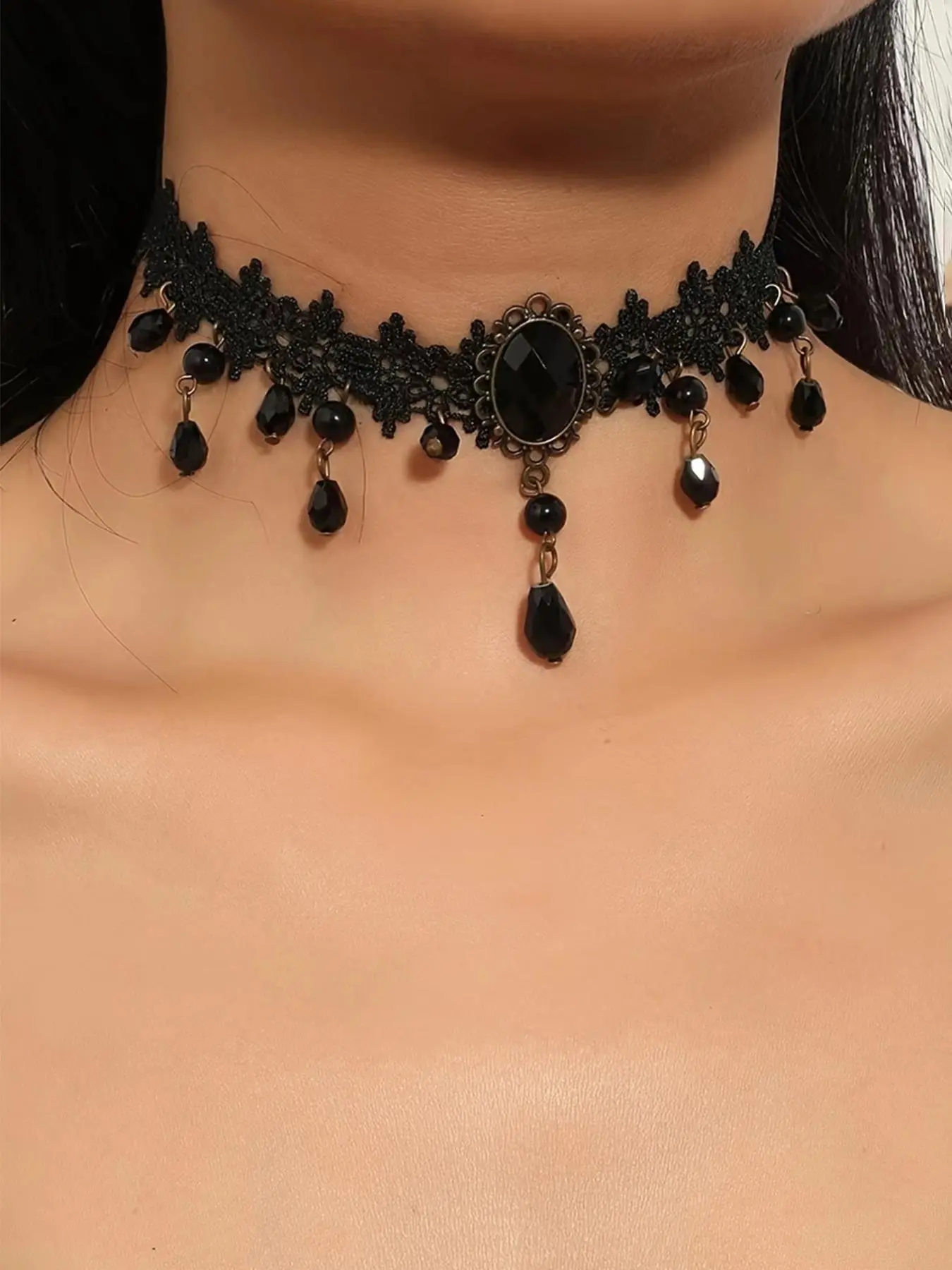 Women's Elegant Rhinestone Decorated Choker, Adjustable Choker, Gothic Style Exquisite Trendy, Fashionable Jewelry for Party & Daily Clothing Decoration, Fashionable Jewelry Accessories