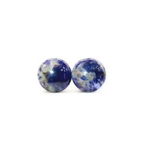 Genuine Sodalite Ear Gauge Tunnels, Single-Flared Stone Plugs Pair, Blue and White Body Jewelry Accessories