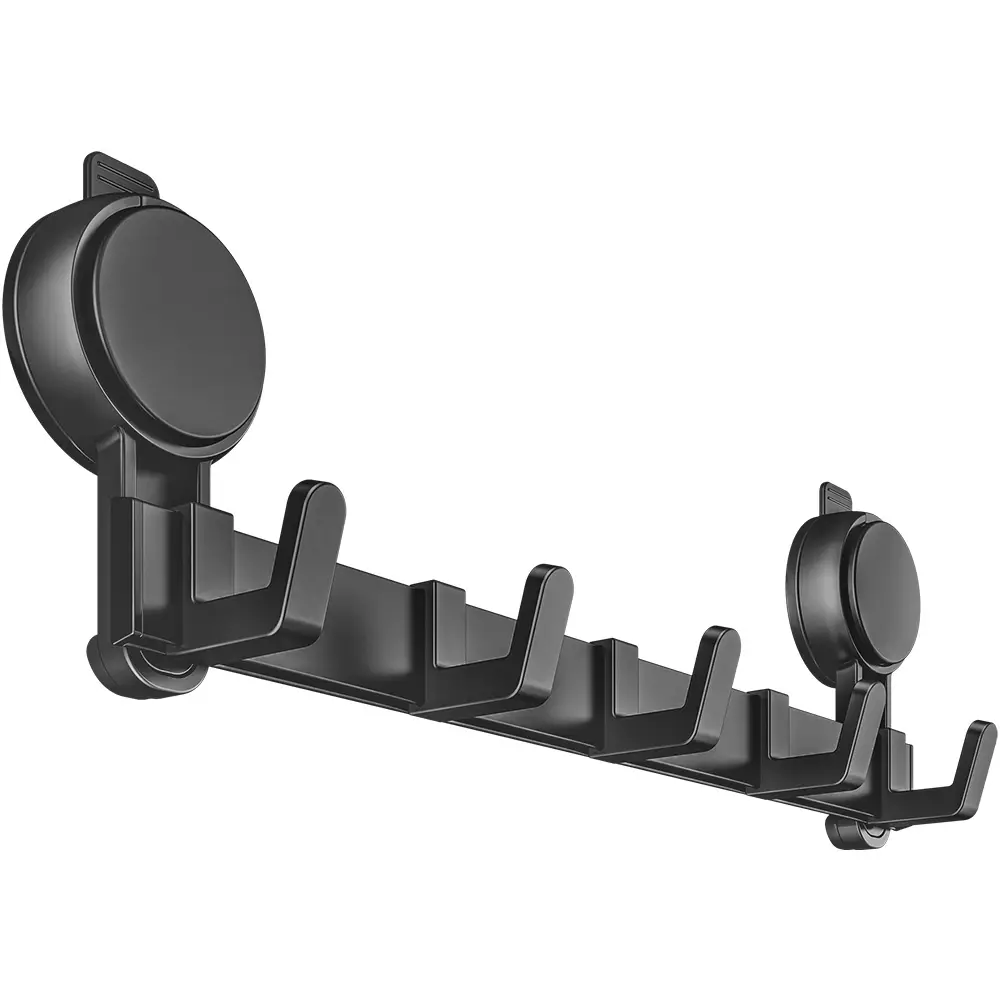 Aluminium Suction Cup Rear Door Hanging Hook - No-Punching Easy-Install Adhesive, Rust-Proof, Strong Load-Bearing Bar Hook for Bathroom Storage Organization, 1-Press Adjustable Clothes Rack (Smooth Surfaces Only), Hanging Hooks, Rust-Proof Hooks