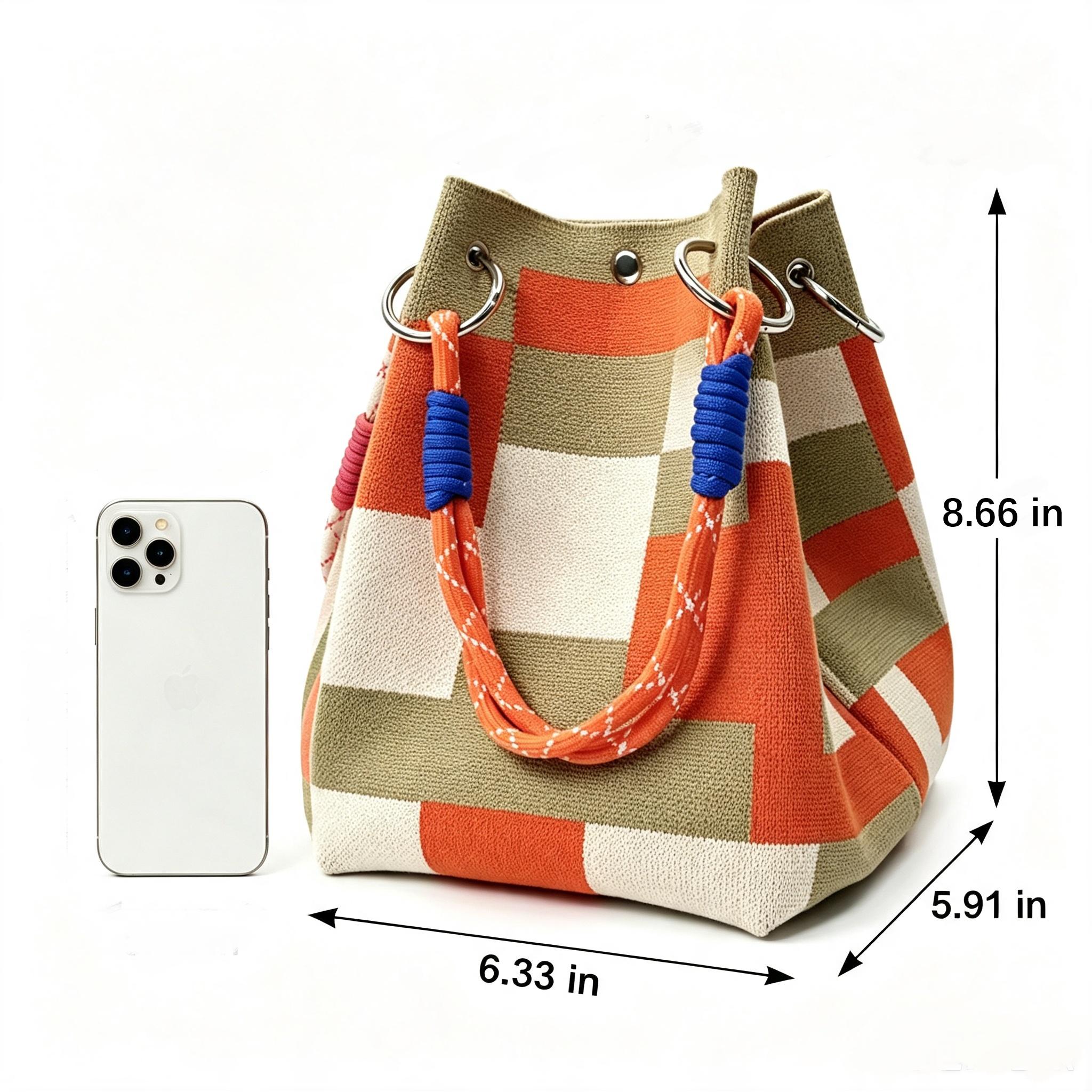 Mini boho woven bucket bag details