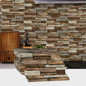 Vintage Wood Grain Sticker, 24pcs/set Self Adhesive Wall Sticker Tile Stickers, Decorative Sticker for Home Kitchen Wall, Fireplace, Bathroom