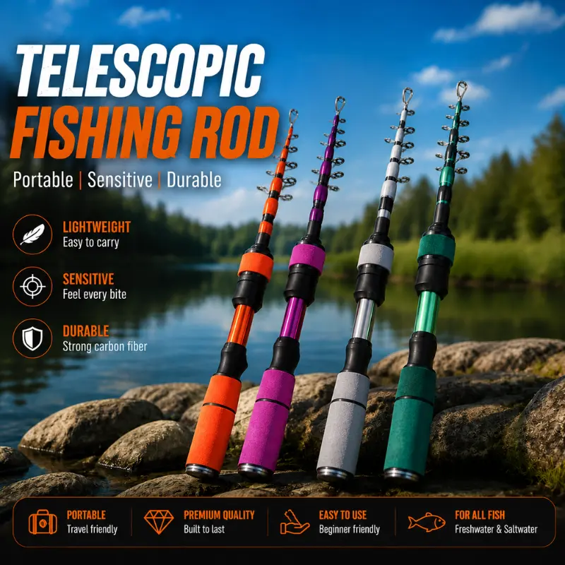 180cm/70.86inch Portable Telescopic Fishing Rod - Multiple Colors Available - Ultralight at 80g - Folded Length 35cm/13.78inch - UL Action - Metal Cap, EVA Grip, Ceramic Guides - A Perfect Gift for Both Beginner and Experienced Anglers