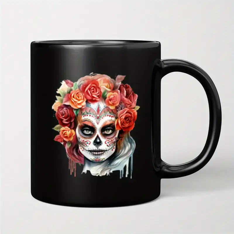 Day Of The Dead Sugar Skull Ceramic Mug - Coffee Cup, Durable Hot Beverage Mug, Unique Gift . Ideal Gift for Family, Friends, and Classmates
